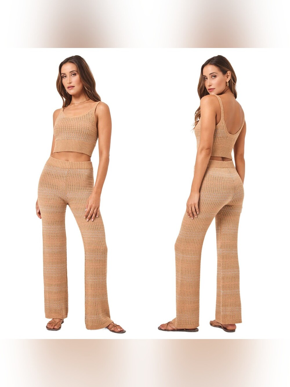 L*SPACE Encinitas Wide Leg Pant, Small/Medium, Sand Color, Lounge Pants
